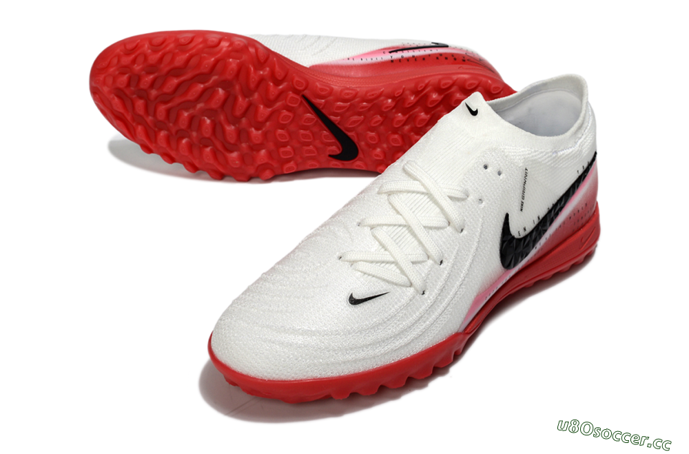 Men's Nike Phantom GX 2 Elite TF Artificial Turf Low-Tops Football Shoes - White/Crimson Red/Black 3