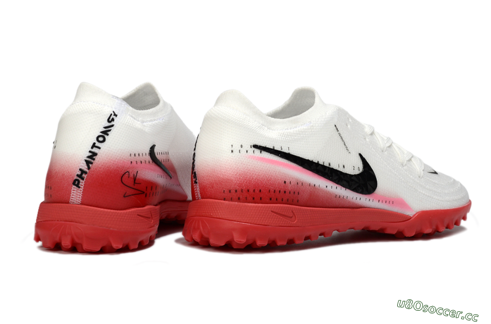 Men's Nike Phantom GX 2 Elite TF Artificial Turf Low-Tops Football Shoes - White/Crimson Red/Black 6