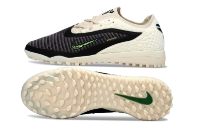 Men's Nike Phantom 6 Low Elite TF Artificial Turf Low-Tops Football Shoes - Black/Electric Green/Neutral Beige