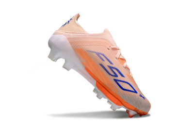 Kids Adidas F50 Elite Lightstrike Pro FG Firm Ground Low-Tops Football Boots - Peach/Coral Burst/Deep Sky Blue