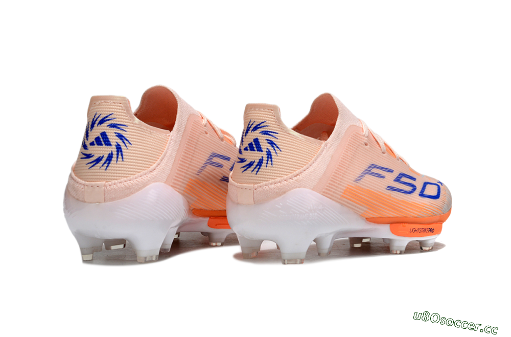 Kids Adidas F50 Elite Lightstrike Pro FG Firm Ground Low-Tops Football Boots - Peach/Coral Burst/Deep Sky Blue 5