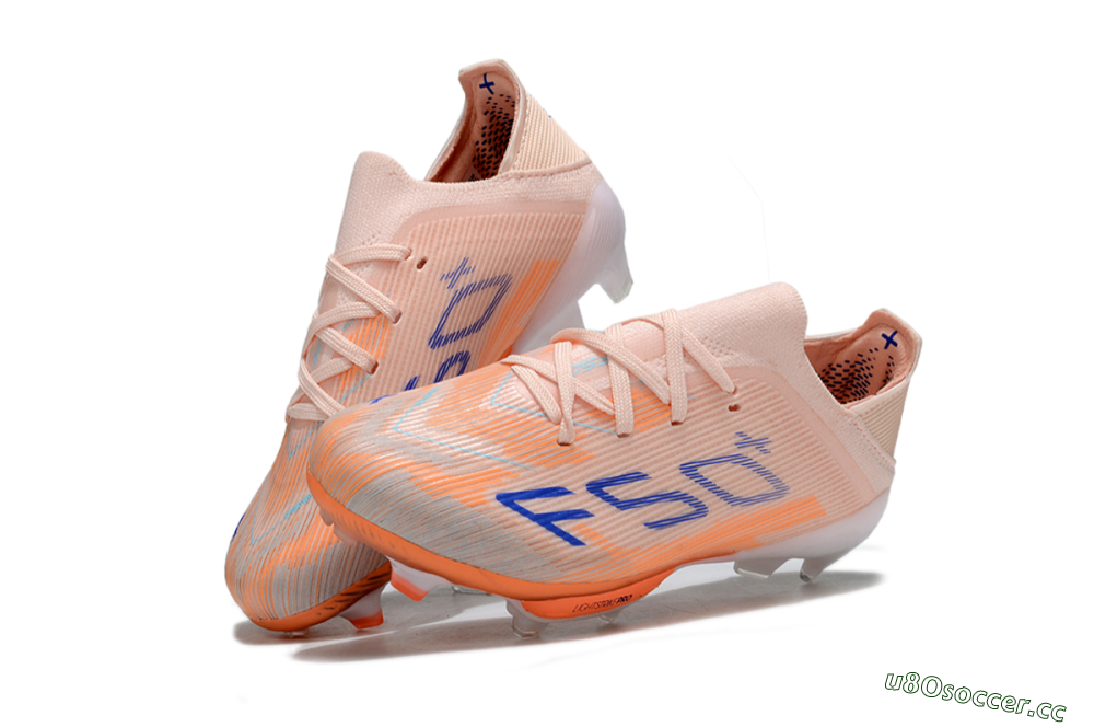 Kids Adidas F50 Elite Lightstrike Pro FG Firm Ground Low-Tops Football Boots - Peach/Coral Burst/Deep Sky Blue 0