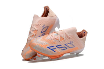 Kids Adidas F50 Elite Lightstrike Pro FG Firm Ground Low-Tops Football Boots - Peach/Coral Burst/Deep Sky Blue