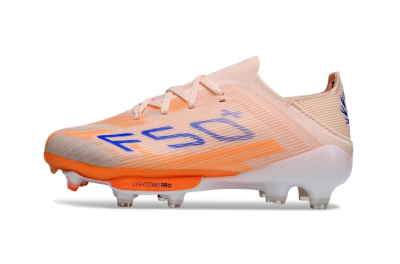 Kids Adidas F50 Elite Lightstrike Pro FG Firm Ground Low-Tops Football Boots - Peach/Coral Burst/Deep Sky Blue