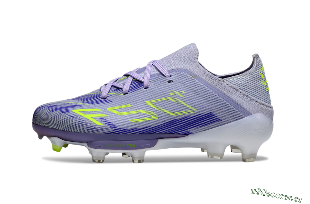 Kids Adidas F50 Elite Lightstrike Pro FG Firm Ground Low-Tops Football Boots - Purple/Electric Yellow/Violet Gradient 2