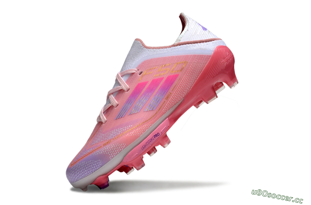 Kids Adidas F50 Elite Lightstrike Pro FG Firm Ground Low-Tops Football Boots - Pink/Soft Pink/Gradient Purple 4