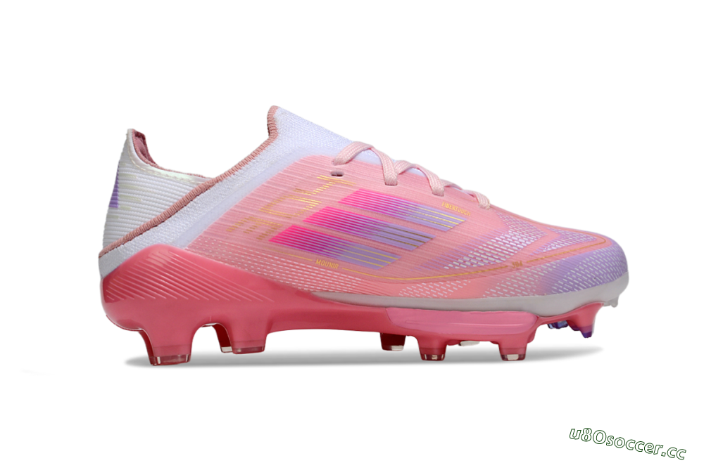 Kids Adidas F50 Elite Lightstrike Pro FG Firm Ground Low-Tops Football Boots - Pink/Soft Pink/Gradient Purple 6