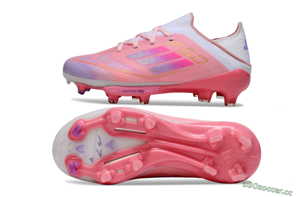 Kids Adidas F50 Elite Lightstrike Pro FG Firm Ground Low-Tops Football Boots - Pink/Soft Pink/Gradient Purple 1