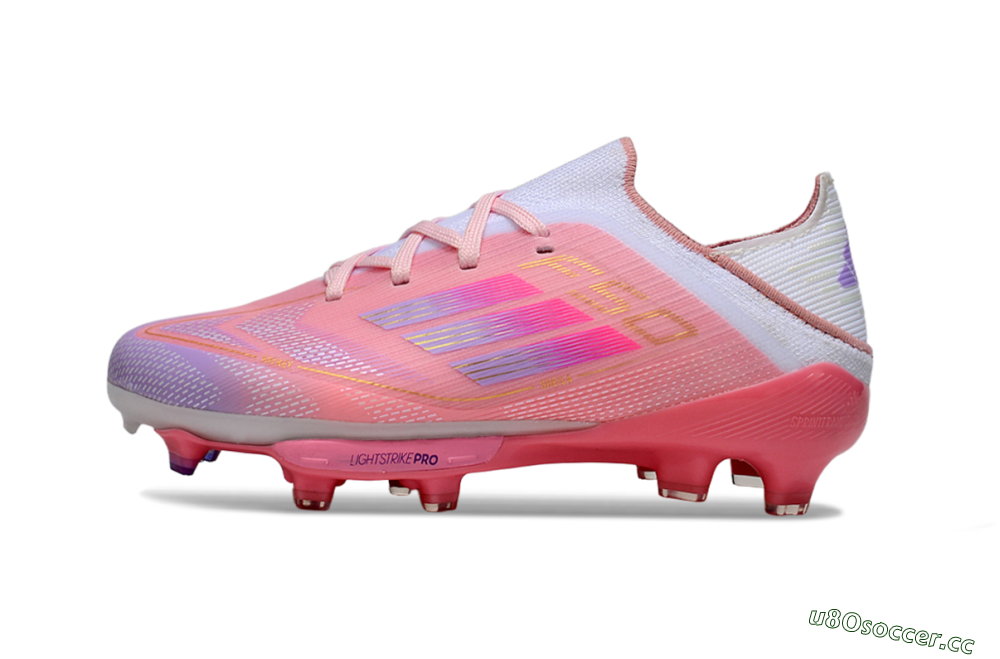 Kids Adidas F50 Elite Lightstrike Pro FG Firm Ground Low-Tops Football Boots - Pink/Soft Pink/Gradient Purple 2