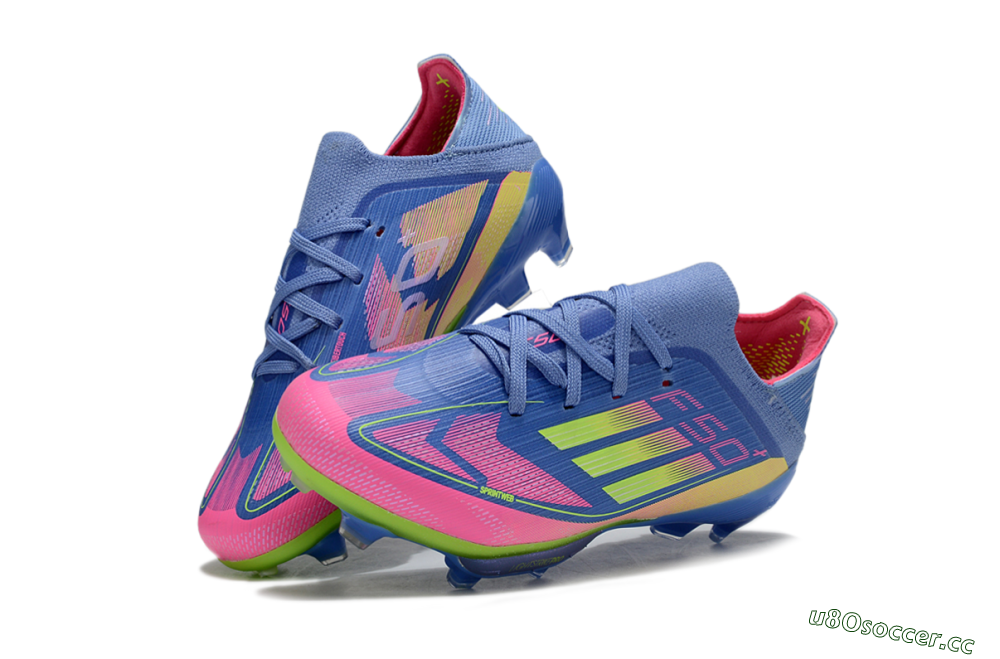 Kids Adidas F50 Elite Lightstrike Pro FG Firm Ground Low-Tops Football Boots - Blue/Pink Lemonade/Lime Twist 0