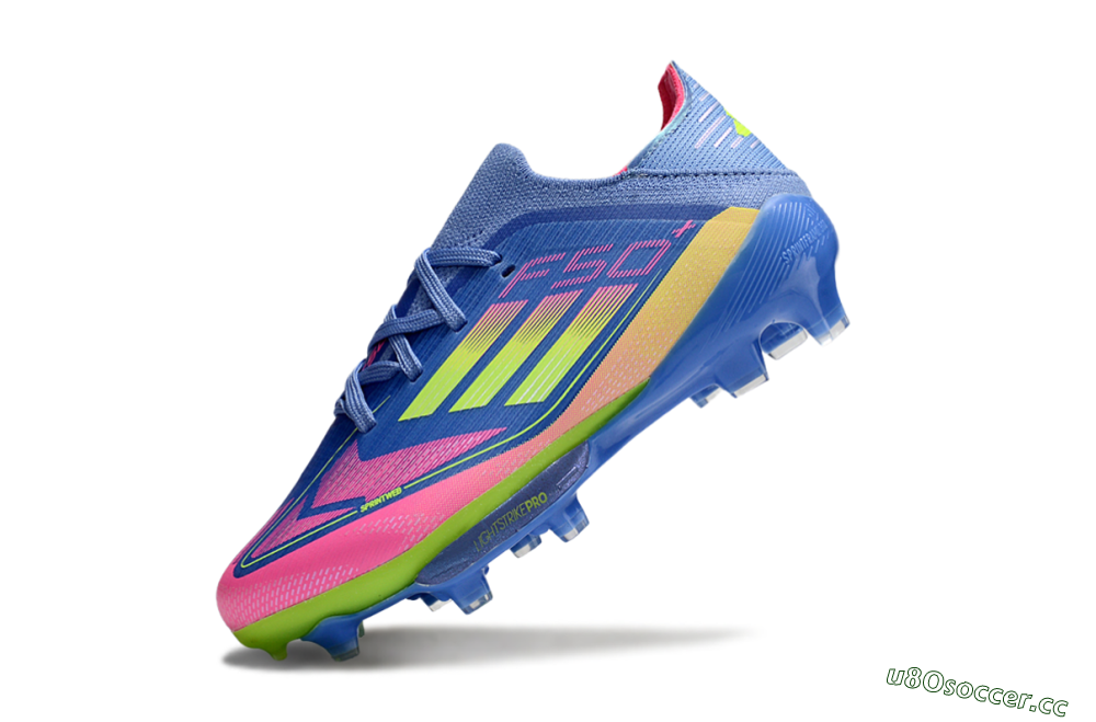 Kids Adidas F50 Elite Lightstrike Pro FG Firm Ground Low-Tops Football Boots - Blue/Pink Lemonade/Lime Twist 4