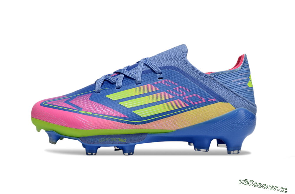 Kids Adidas F50 Elite Lightstrike Pro FG Firm Ground Low-Tops Football Boots - Blue/Pink Lemonade/Lime Twist 2