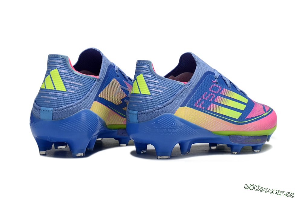 Kids Adidas F50 Elite Lightstrike Pro FG Firm Ground Low-Tops Football Boots - Blue/Pink Lemonade/Lime Twist 5