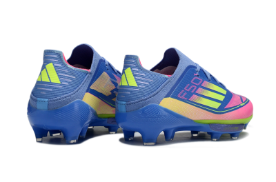 Kids Adidas F50 Elite Lightstrike Pro FG Firm Ground Low-Tops Football Boots - Blue/Pink Lemonade/Lime Twist