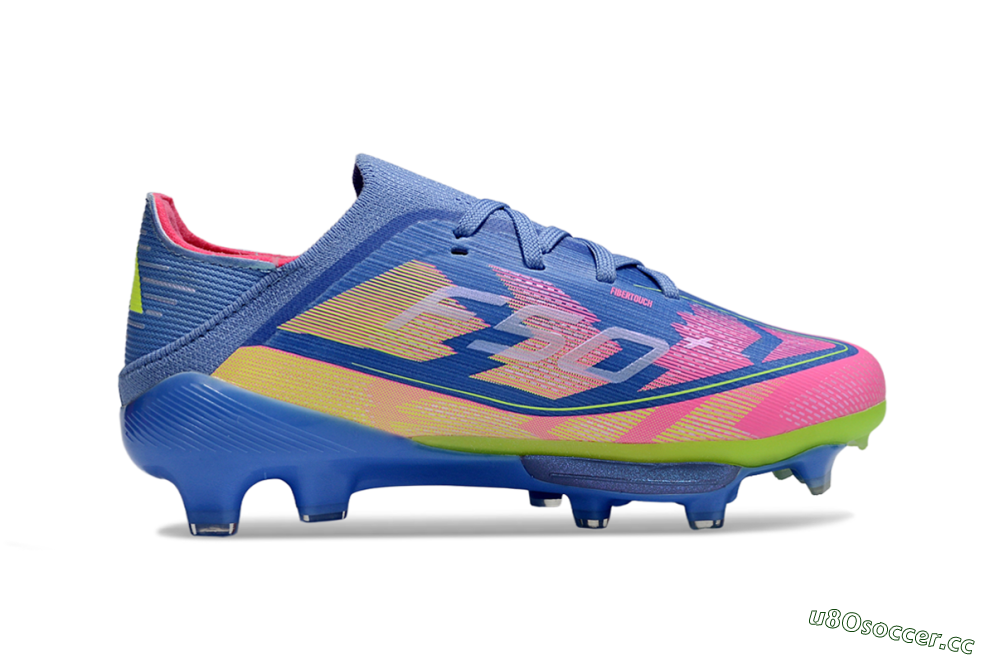 Kids Adidas F50 Elite Lightstrike Pro FG Firm Ground Low-Tops Football Boots - Blue/Pink Lemonade/Lime Twist 6