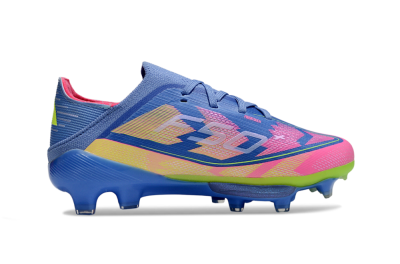 Kids Adidas F50 Elite Lightstrike Pro FG Firm Ground Low-Tops Football Boots - Blue/Pink Lemonade/Lime Twist