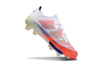 Kids Adidas F50 Elite Lightstrike Pro FG Firm Ground Low-Tops Football Boots - White/Coral/Blue