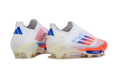 Kids Adidas F50 Elite Lightstrike Pro FG Firm Ground Low-Tops Football Boots - White/Coral/Blue