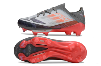 Kids Adidas F50 Elite Lightstrike Pro FG Firm Ground Low-Tops Football Boots - Gray/Electric Pink/Deep Purple