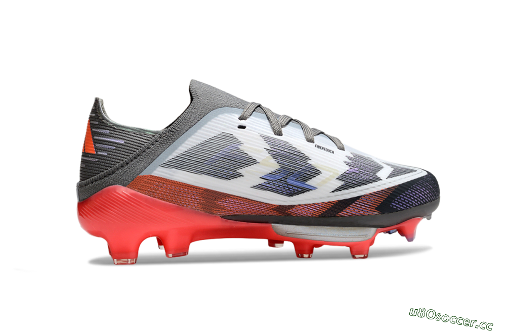 Kids Adidas F50 Elite Lightstrike Pro FG Firm Ground Low-Tops Football Boots - Gray/Electric Pink/Deep Purple 5