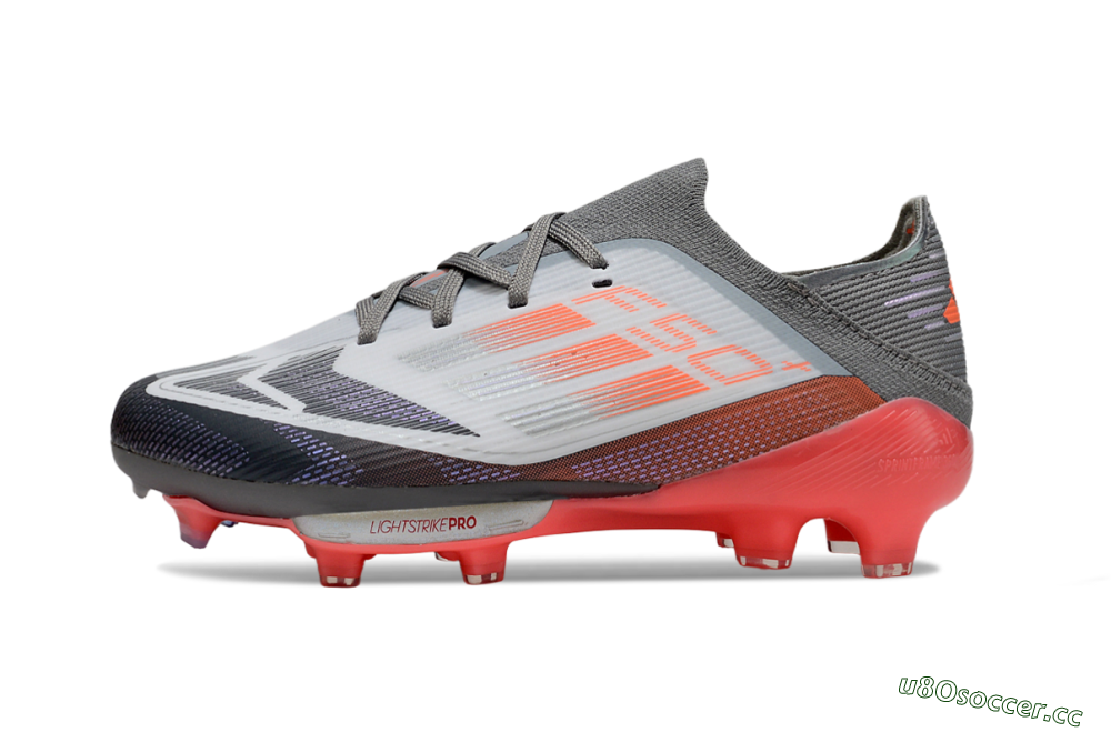 Kids Adidas F50 Elite Lightstrike Pro FG Firm Ground Low-Tops Football Boots - Gray/Electric Pink/Deep Purple 2