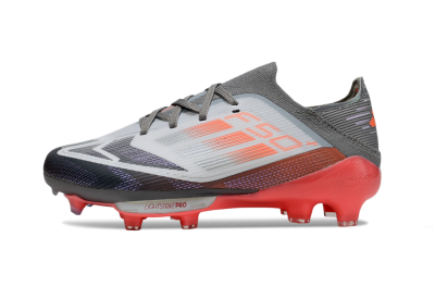 Kids Adidas F50 Elite Lightstrike Pro FG Firm Ground Low-Tops Football Boots - Gray/Electric Pink/Deep Purple