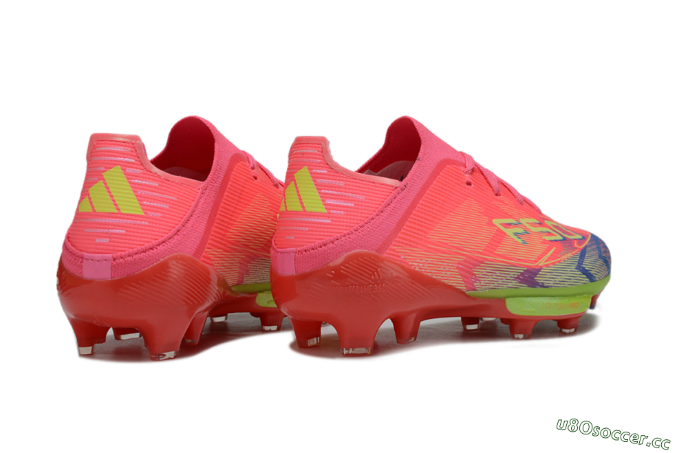Kids Adidas F50 Elite Lightstrike Pro FG Firm Ground Low-Tops Football Boots - Pink/Neon Green/Flash Red 5