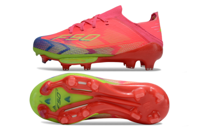 Kids Adidas F50 Elite Lightstrike Pro FG Firm Ground Low-Tops Football Boots - Pink/Neon Green/Flash Red