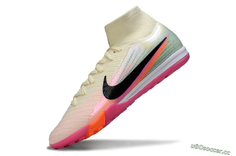 Unisex Nike Air Zoom Mercurial Superfly 10 Elite TF Artificial Turf High-Tops Football Shoes - Cream/Coral Pink/Black 6