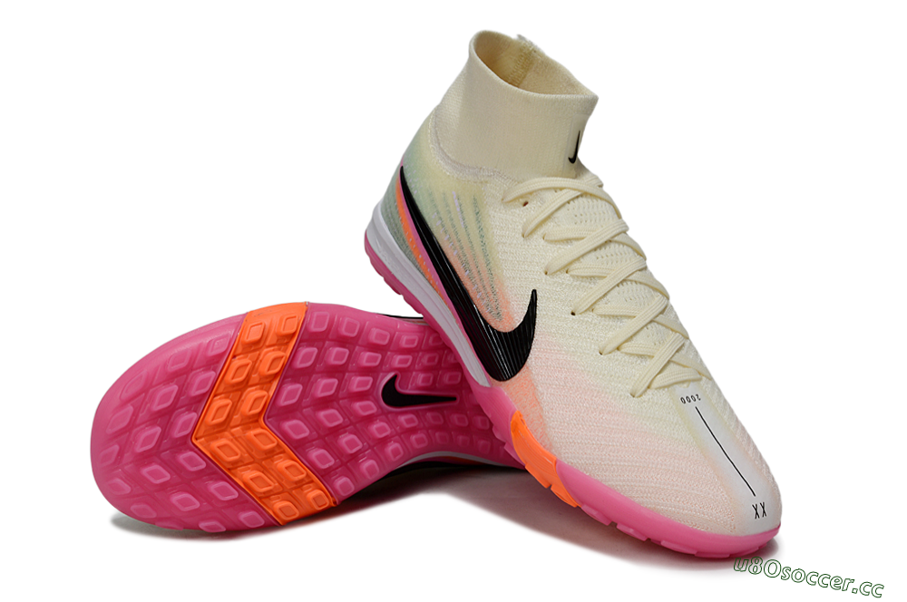 Unisex Nike Air Zoom Mercurial Superfly 10 Elite TF Artificial Turf High-Tops Football Shoes - Cream/Coral Pink/Black 4