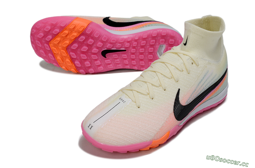Unisex Nike Air Zoom Mercurial Superfly 10 Elite TF Artificial Turf High-Tops Football Shoes - Cream/Coral Pink/Black 3