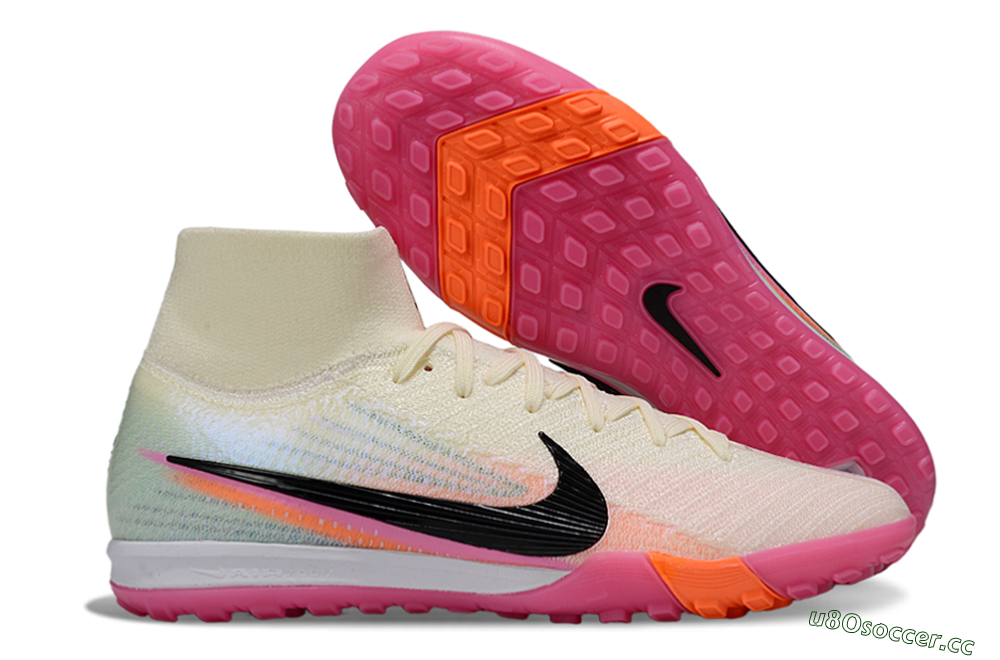Unisex Nike Air Zoom Mercurial Superfly 10 Elite TF Artificial Turf High-Tops Football Shoes - Cream/Coral Pink/Black 2