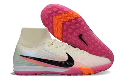 Unisex Nike Air Zoom Mercurial Superfly 10 Elite TF Artificial Turf High-Tops Football Shoes - Cream/Coral Pink/Black