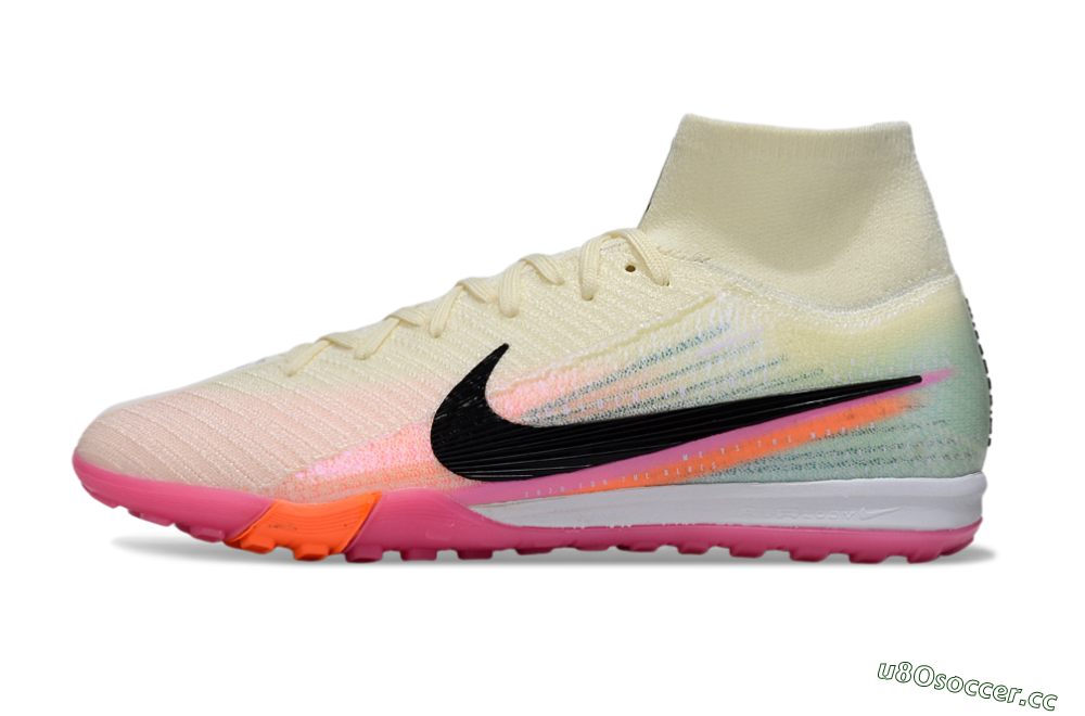 Unisex Nike Air Zoom Mercurial Superfly 10 Elite TF Artificial Turf High-Tops Football Shoes - Cream/Coral Pink/Black 0