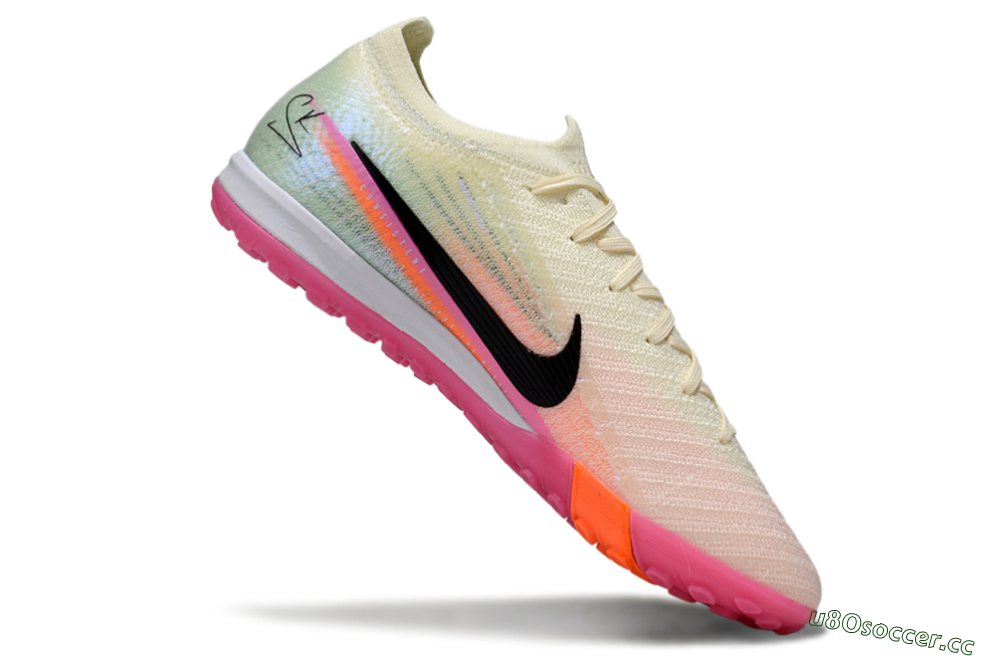 Unisex Nike Air Zoom Mercurial Vapor 16 Elite TF Artificial Turf Low-Tops Football Shoes - Cream/Electric Pink/Neon Orange 5