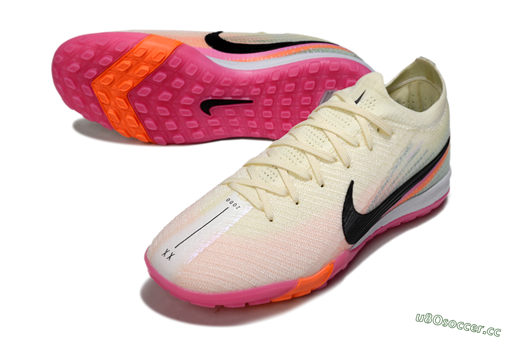 Unisex Nike Air Zoom Mercurial Vapor 16 Elite TF Artificial Turf Low-Tops Football Shoes - Cream/Electric Pink/Neon Orange 3