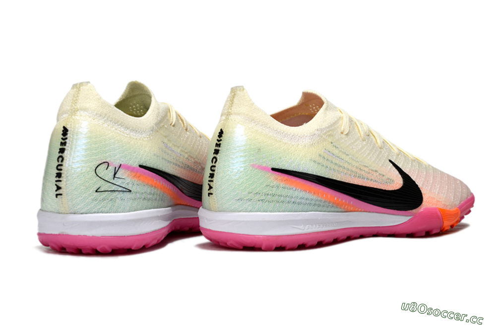 Unisex Nike Air Zoom Mercurial Vapor 16 Elite TF Artificial Turf Low-Tops Football Shoes - Cream/Electric Pink/Neon Orange 7