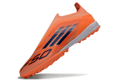 Unisex Adidas F50 Elite Laceless TF Artificial Turf Low-Tops Football Shoes - Peach/Coral Burst/Deep Ocean