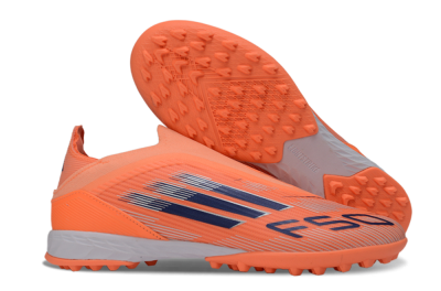 Unisex Adidas F50 Elite Laceless TF Artificial Turf Low-Tops Football Shoes - Peach/Coral Burst/Deep Ocean