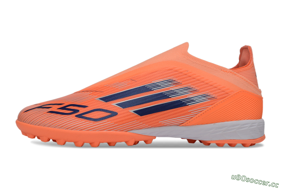 Unisex Adidas F50 Elite Laceless TF Artificial Turf Low-Tops Football Shoes - Peach/Coral Burst/Deep Ocean 0