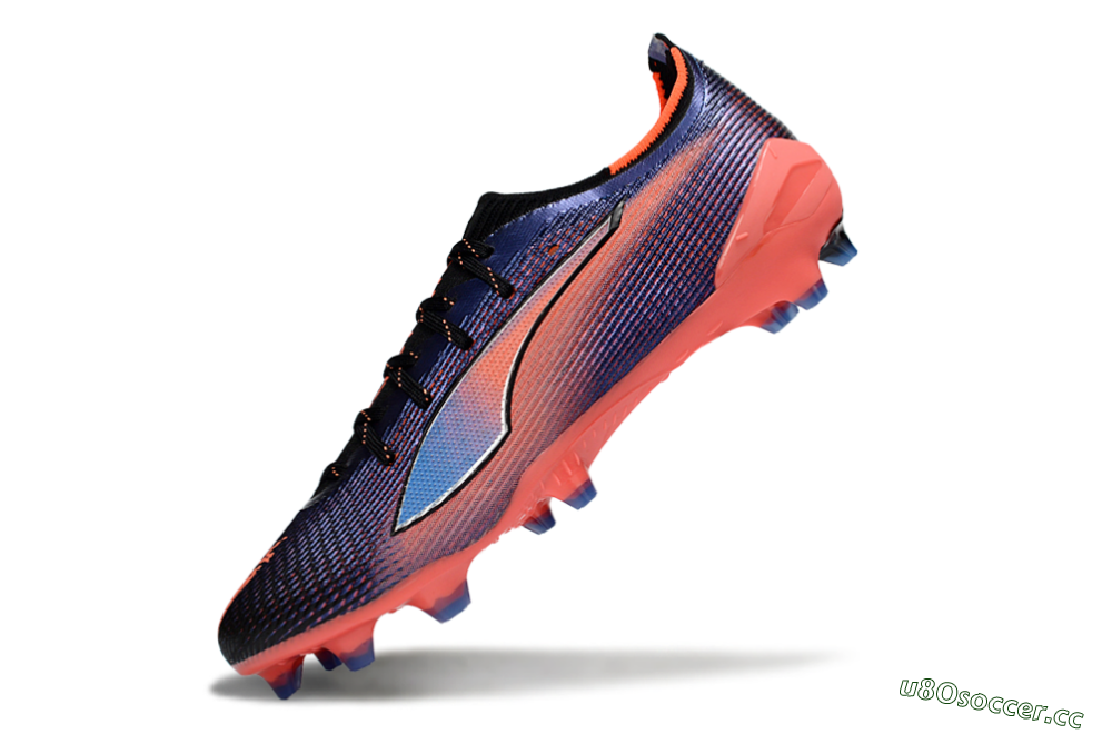 Men's Puma Ultra Ultimate FG Firm Ground Low-Tops Football Boots - Black/Electric Orange/Sapphire Blue 5