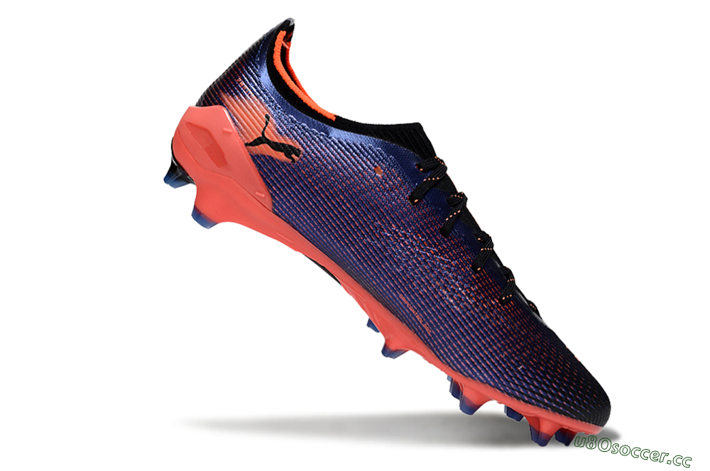 Men's Puma Ultra Ultimate FG Firm Ground Low-Tops Football Boots - Black/Electric Orange/Sapphire Blue 4