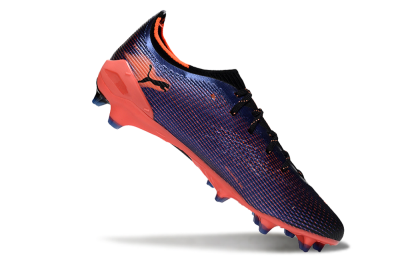 Men's Puma Ultra Ultimate FG Firm Ground Low-Tops Football Boots - Black/Electric Orange/Sapphire Blue