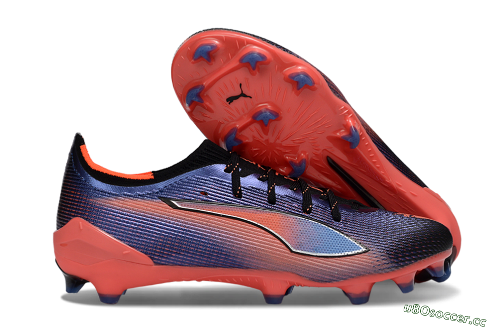 Men's Puma Ultra Ultimate FG Firm Ground Low-Tops Football Boots - Black/Electric Orange/Sapphire Blue 2