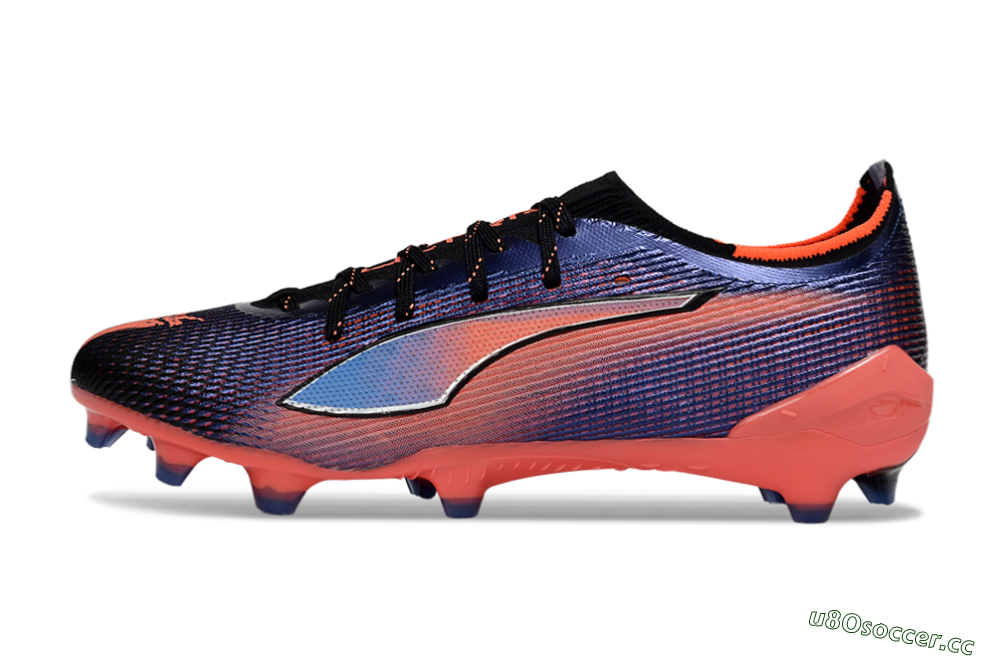 Men's Puma Ultra Ultimate FG Firm Ground Low-Tops Football Boots - Black/Electric Orange/Sapphire Blue 0