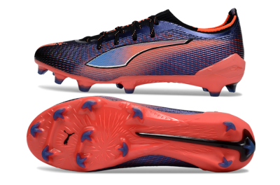 Men's Puma Ultra Ultimate FG Firm Ground Low-Tops Football Boots - Black/Electric Orange/Sapphire Blue