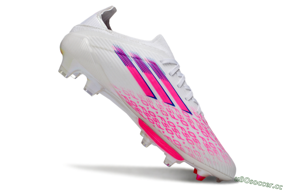 Unisex Adidas F50+ Elite Lightstrike Pro FG Firm Ground Low-Tops Football Boots - White/Fuchsia Pink/Soft Pink 5