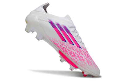 Unisex Adidas F50+ Elite Lightstrike Pro FG Firm Ground Low-Tops Football Boots - White/Fuchsia Pink/Soft Pink