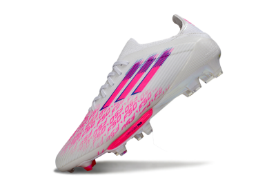 Unisex Adidas F50+ Elite Lightstrike Pro FG Firm Ground Low-Tops Football Boots - White/Fuchsia Pink/Soft Pink