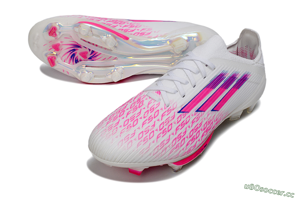 Unisex Adidas F50+ Elite Lightstrike Pro FG Firm Ground Low-Tops Football Boots - White/Fuchsia Pink/Soft Pink 3